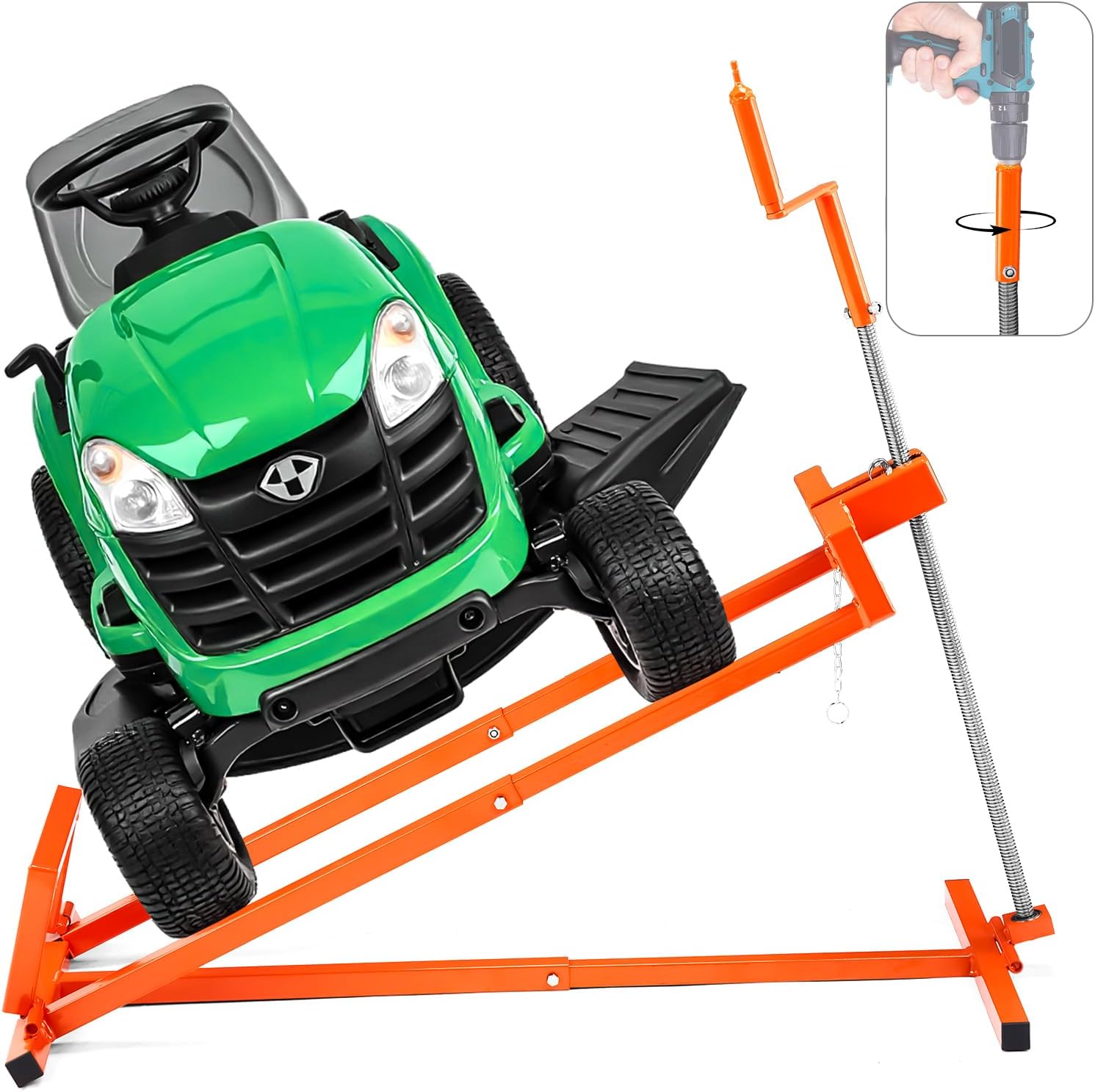 SUNROAD Lawn Mower Lift Jack,Telescopic Maintenance Lawn Mower Jack for Garden Tractors & Riding Lawn Mowers, 880 Lbs Weight Capacity Mower Lift with Manual Handle and Power Tool Extension Handle