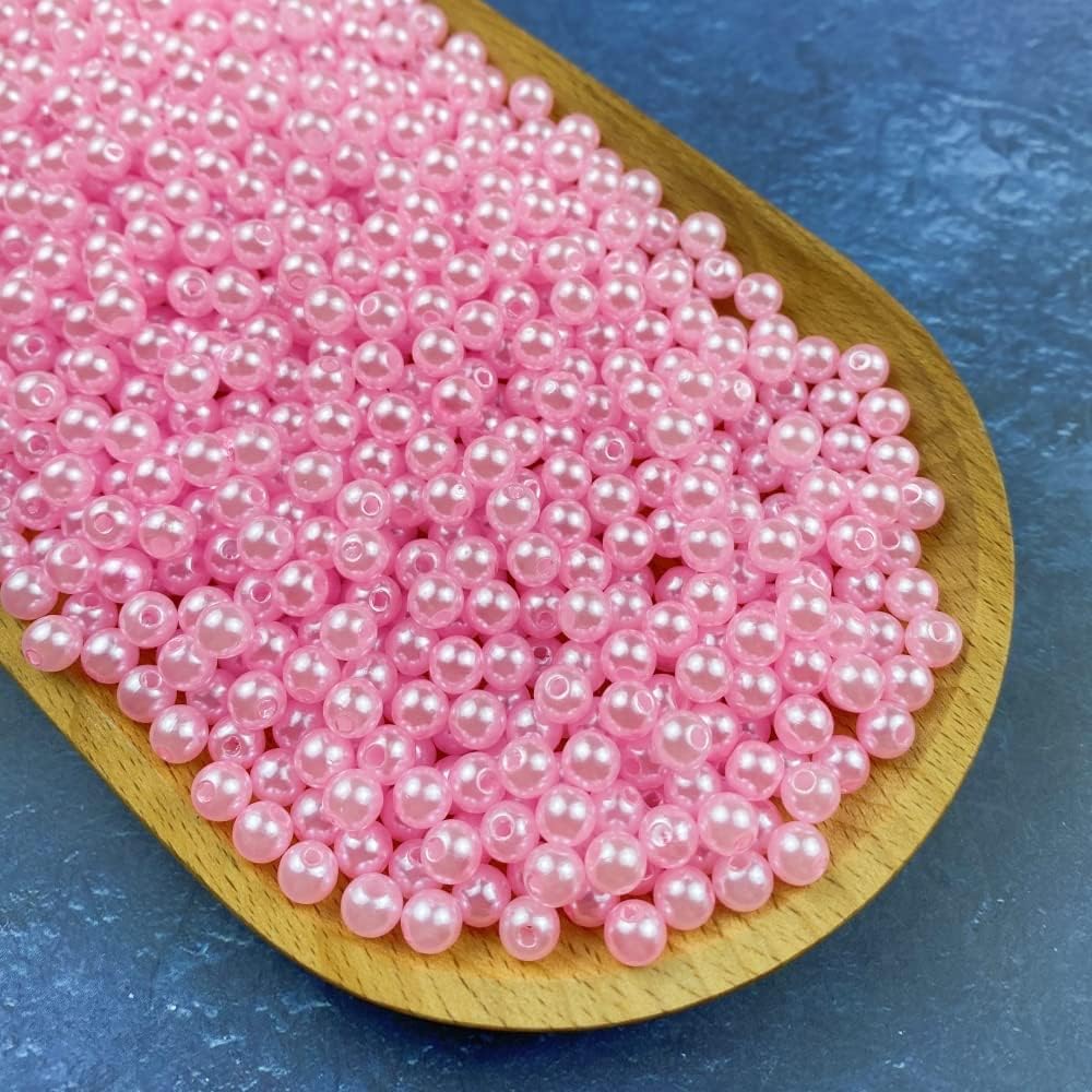 1000 Pcs Pearl Craft Beads - Loose Pearls, 6mm Round Spacer Beads for Earring, Bracelet, Necklace, Key Chains, Jewelry DIY Craft Making, Decoration and Vase Filler (6mm, Light Pink) - Image 4