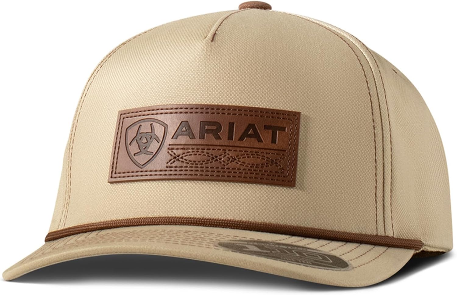 Ariat Men's Khaki Flexfit 110 Cap with Embossed Leather Patch