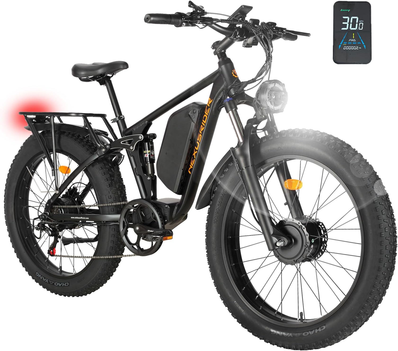 iRonthunder Electric Bike for Adults, Nexusrider Su7 2000W Dual Motor Electric Bicycle, 7 Speed 35MPH MTB, 48V 22.4AH 26 in Fat Tire Ebike with Full Suspension, Single & Dual Drive Switching