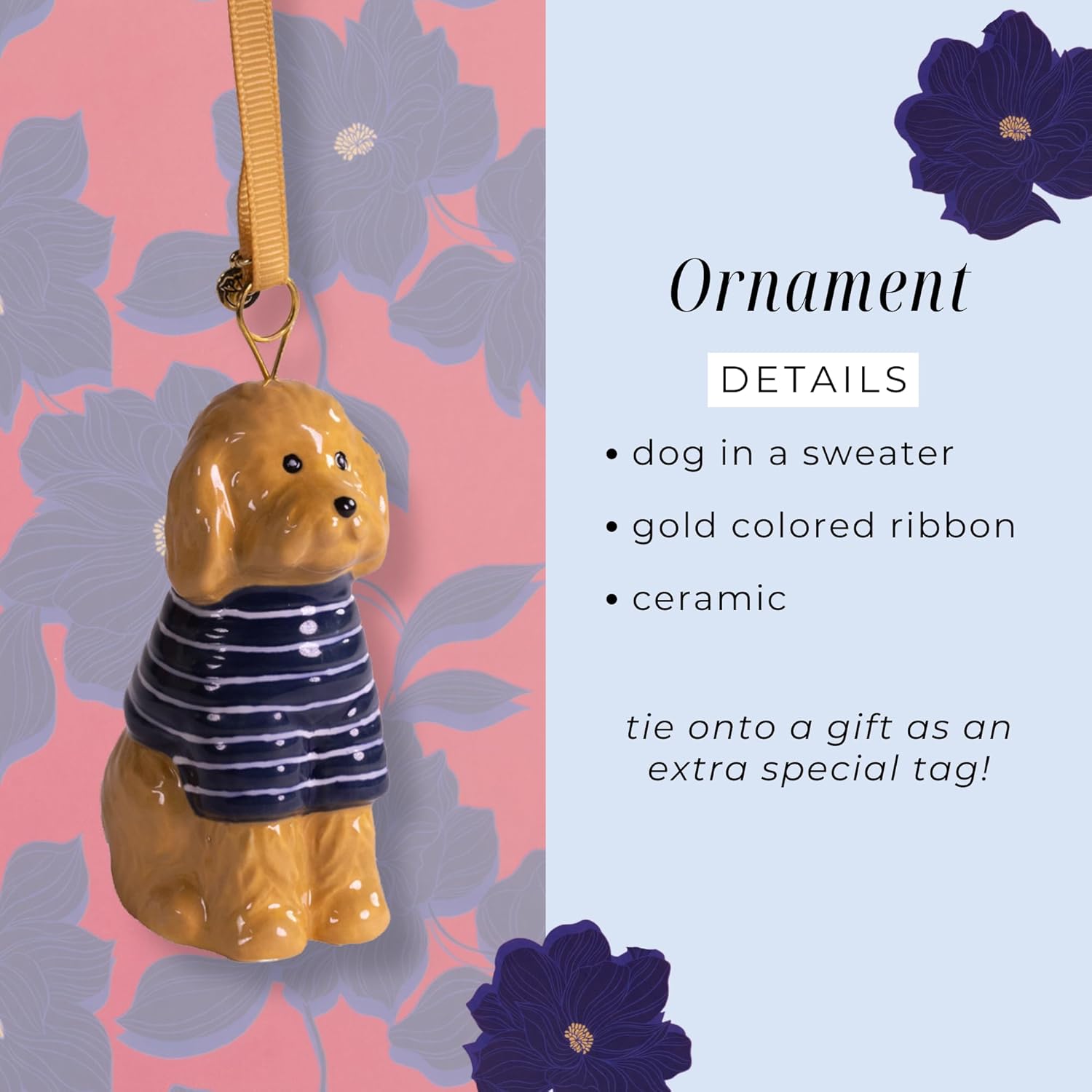 Draper James Ceramic Christmas Ornament, Golden Doodle/Retriever Tree Ornament for Holidays, Golden Doodle - Image 2