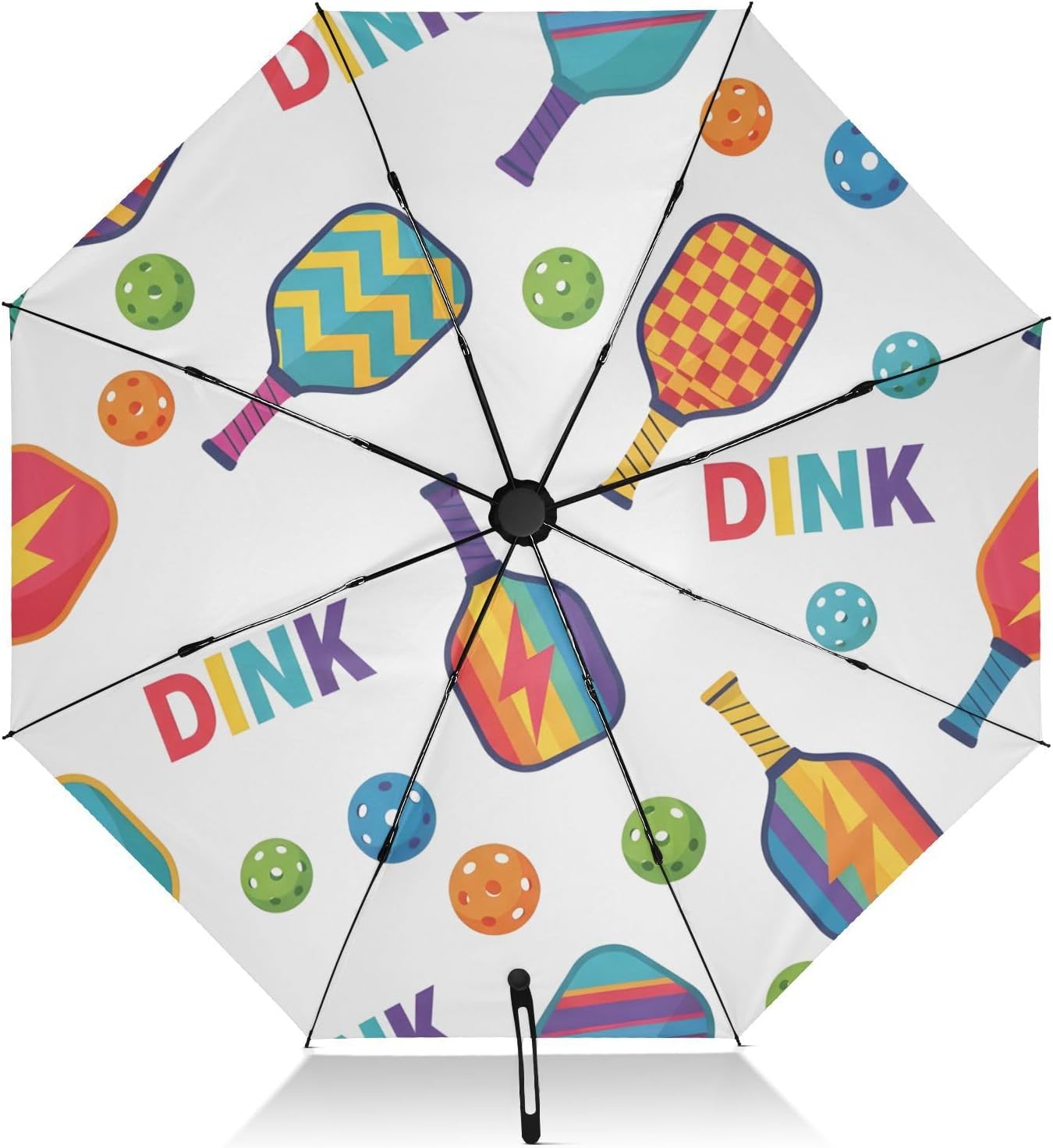 Colorful Pick Ball Dink Folding Umbrella Compact Travel Automatic Open Close Sun UV Protection Reverse Inverted Umbrella for Rain Women Men Outside