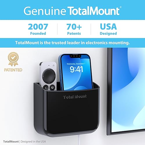Miniatura 5 de TotalMount Soporte remoto sin agujeros Elimina la necesidad de perforar agujeros en tu pared (para 2 o 3 controles remotos Negro Cantidad 1)