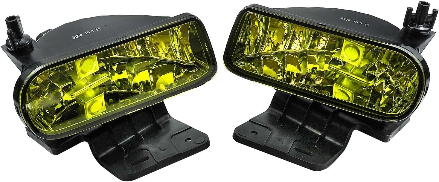 Fog Lights Bumper Fog Lamp Assemblies Replace for 10368476 10368477 Fit for 99-02 Chevro-let Silverado 1500 2500 3500 00-06 Suburban 00-06 Tahoe Exclusion Z71 12V 27W Halogen Bulbs 1 Pair Amber Lens