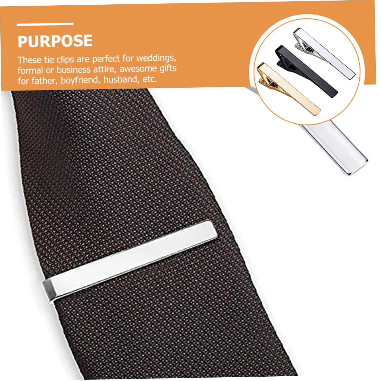 Pinzas para Corbata Clásicas para Hombre, 3 Piezas de Cobre