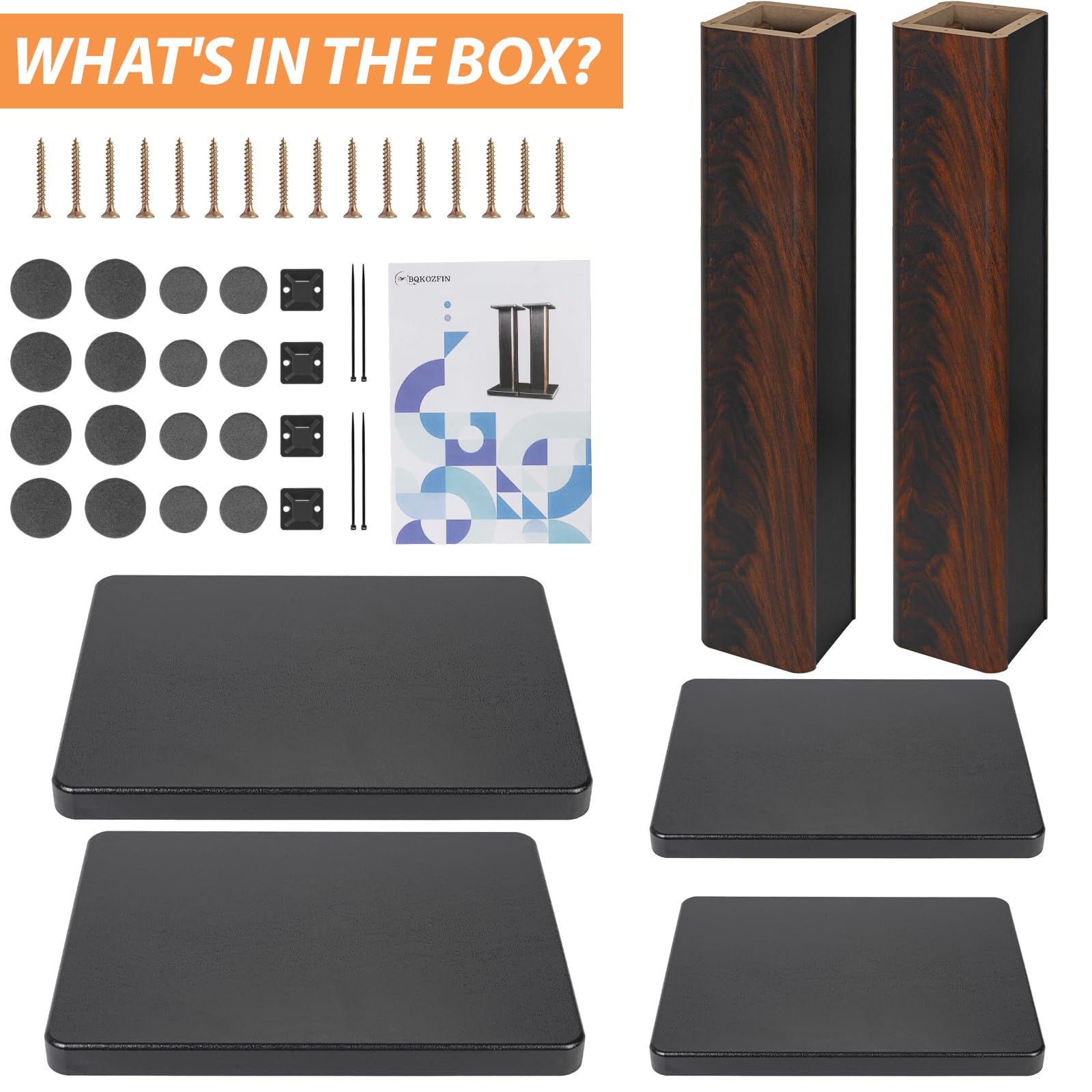 Set di 2 Supporti per Altoparlanti da Tavolo in Legno 80CM, Fino a 50KG, Supporti per Altoparlanti per Home Cinema, Supporti Universali per Altoparlanti da Tavolo, Design Riempito di Sabbia
