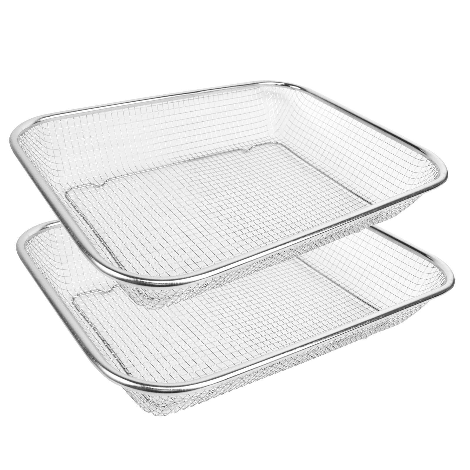 Bettsolt 13.4Inch Garden Soil Sieve, 2PCS Large Stainless Steel Garden Riddle 6MM Mesh Square Metal Potting Sieve for Compost Leaves Dirt Rocks Pellet Gravel Sand Seed