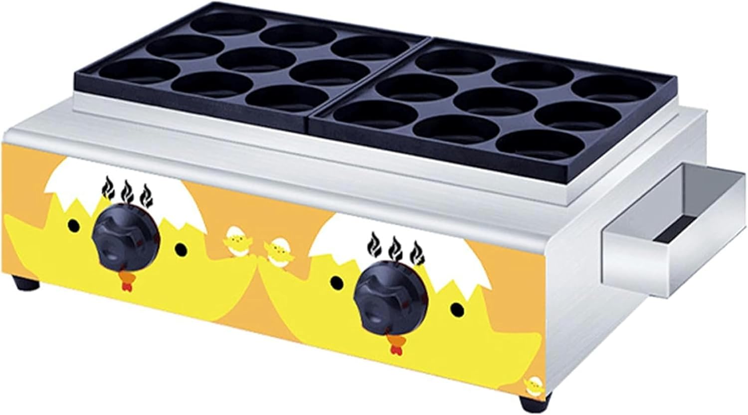 Burger Maker Machine 18 Hole Egg Burger Griddle, Meat Burger Maker, 50-300°C Knob Control, 80Mm Sandwich Grill for Burgers, Omelets, Sandwiches and Scones,L