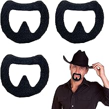3 Pcs Fake Goatee Beard, Self Adhesive Realistic Novelty Fancy Dress Moustache, False Facial Hair Gangster Fancy Dress Costume Accessory for Halloween, Cosplay, Parties Masquerade (Black)