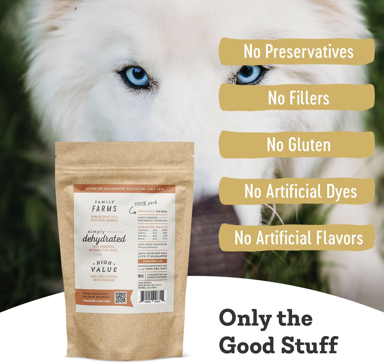 Farm Hounds - Pork Kidney - Premium Natural Jerky for Dogs - Made from 100% Humanely Raised Pork - Organ Treats - Great for Training & Treats - No Added Fillers - Made in USA - 4oz -2 Pack