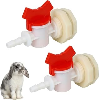 2 Pack Rabbit Watering System Bucket Connector Kit for 5/16" ID Hose, Includes Bulkhead Fitting, Barb Ball Valve & Mesh Filter Washer, Automatic Poultry Waterer Rain Barrel Spigot Kit, White