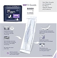 Vista 2 de Seni Man Active Guards, almohadillas de control de vejiga para incontinencia masculina, 3-1/2 x 15-7/10 pulgadas, 10 unidades (1 paquete de 10)