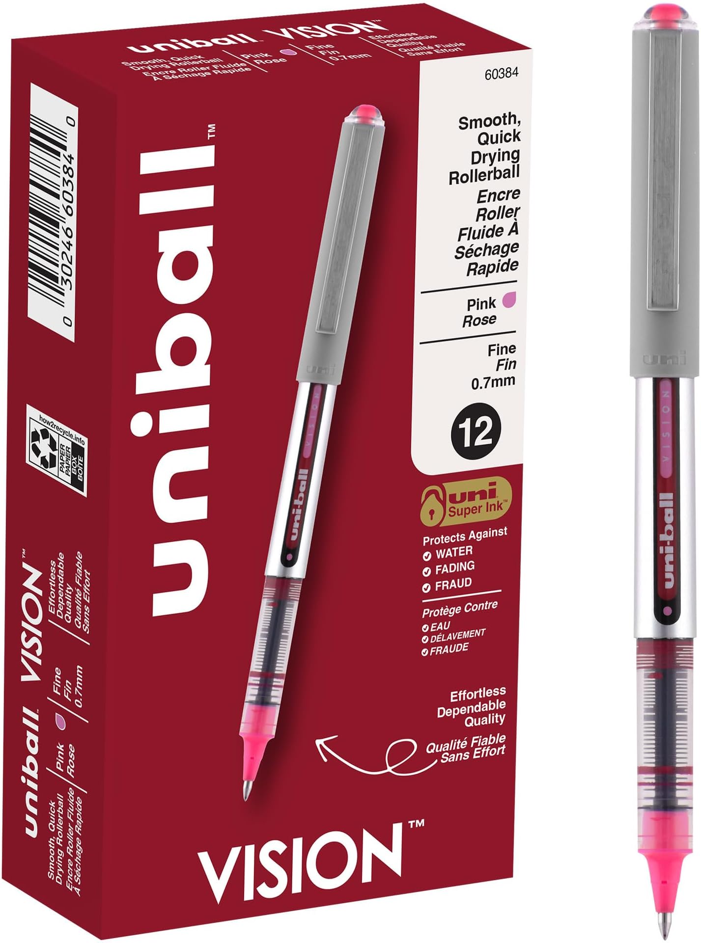Sanford InkRollerball Pen, Nonrefillable, 0.7 mm, Passion Pink (60384)