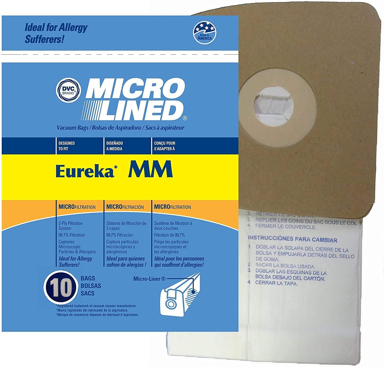 DVC Replacement for Eureka Vacuum Mighty Mite MicroLined MM Vacuum Bags | Replacement Parts to Keep Clean and Breathe Easy | 2-Ply Micro Filtration Stops 99.7% of Particles | 20 Pack