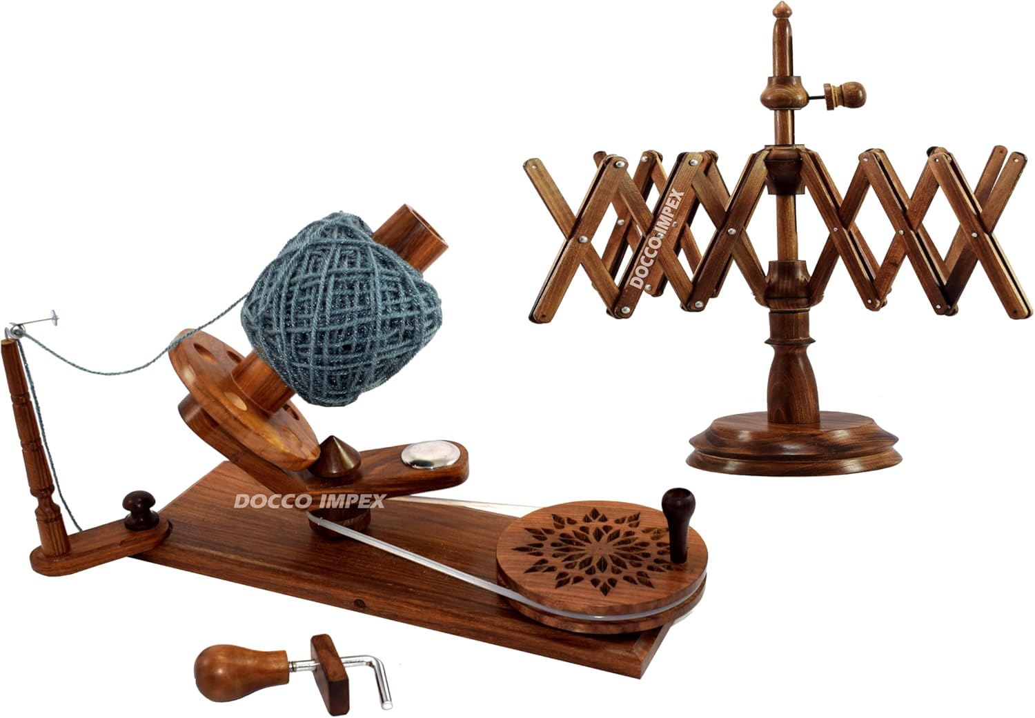 Handmade Wooden Yarn Ball Winder and Swift - Handcrafted Knitting & Crocheting Yarn Bobbin Winder- Wool String Holder Center Pull Ball Winder for Yarn Accessories | Knitter's Gift (Rosewood Combo)