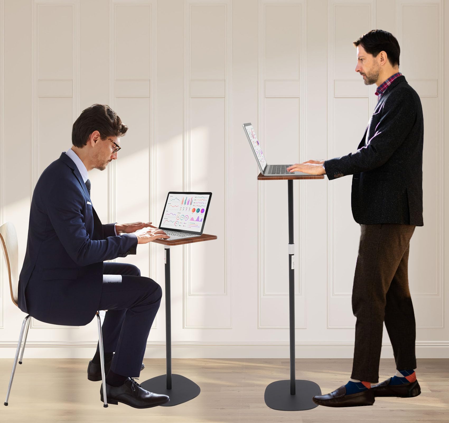 Stehpult Laptop Ständer Höhenverstellbar 46–120cm Stehtisch Schwarz | Tragbar Laptoptisch Schreibtisch Beamerständer Verstellbar Podiumständer Beistelltisch Bodenständer für Zuhause, Büro, Schule
