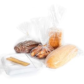 Bread Bags with Ties, Reusable, 105 Clear Bags and 105 Ties, For Homemade And Bakery Loaf Adjustable Reusable (105)