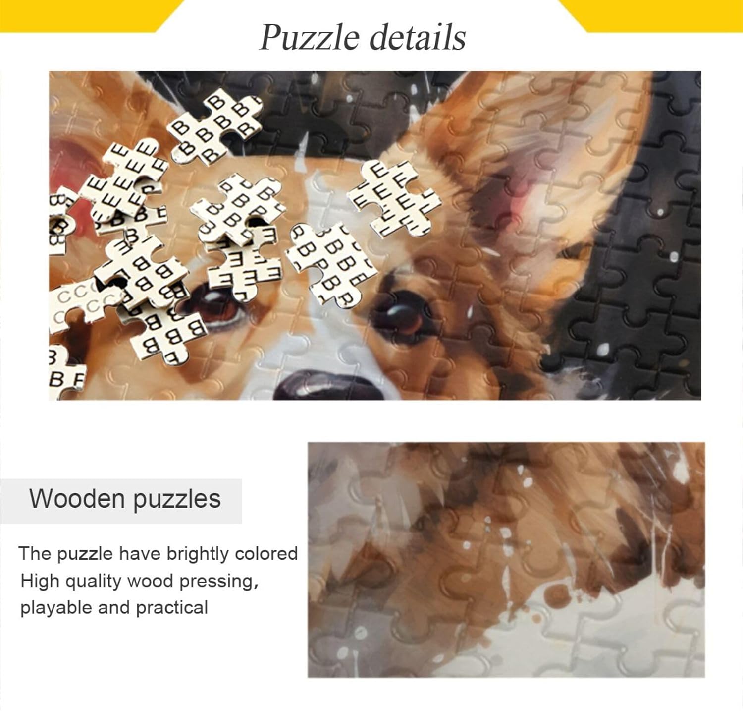 Cute Corgi-Dog Jigsaw Puzzle, 1000 Pieces Paper Wood Composite Material Zigsaw with Storage Bag and Reference Picture Easy to Solve