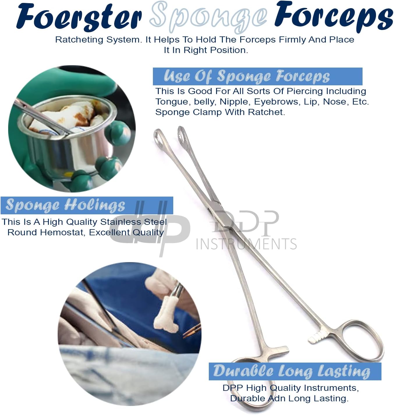 6" Mini Sponge Body Piercing Forceps
