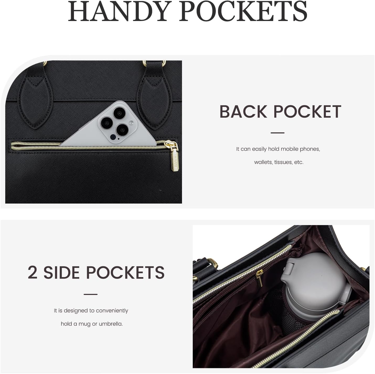 LOVEVOOK Laptop Bag for Women, 15.6 inch Laptop Tote Computer Briefcase for Work Large Waterproof Handbag Professional Shoulder Bag for Women Business Office, Black - Image 5