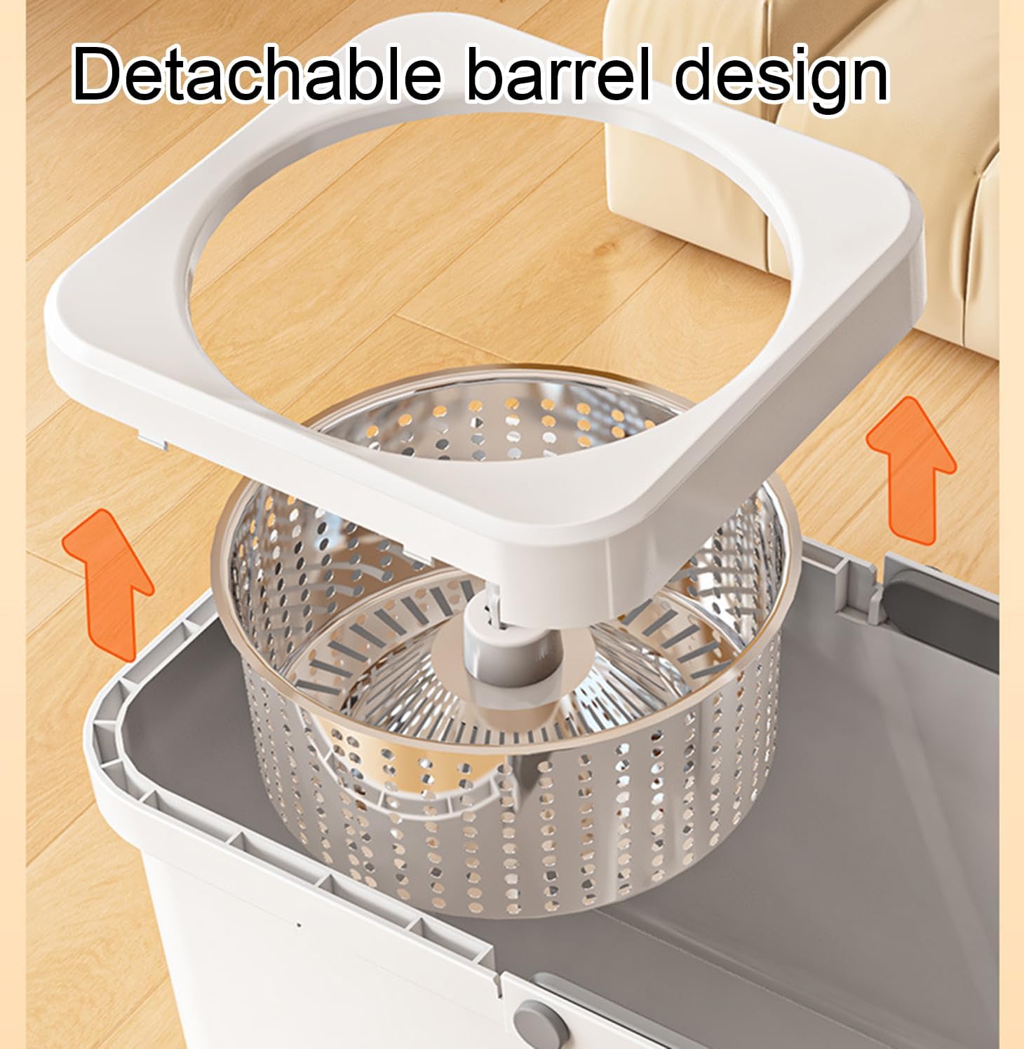 Spin Mop Bucket Set for Home - 360 Spinning Mop and Bucket with Detachable Splash Guard Spin Basket - Floor Cleaning System for Hardwood, Wood,B
