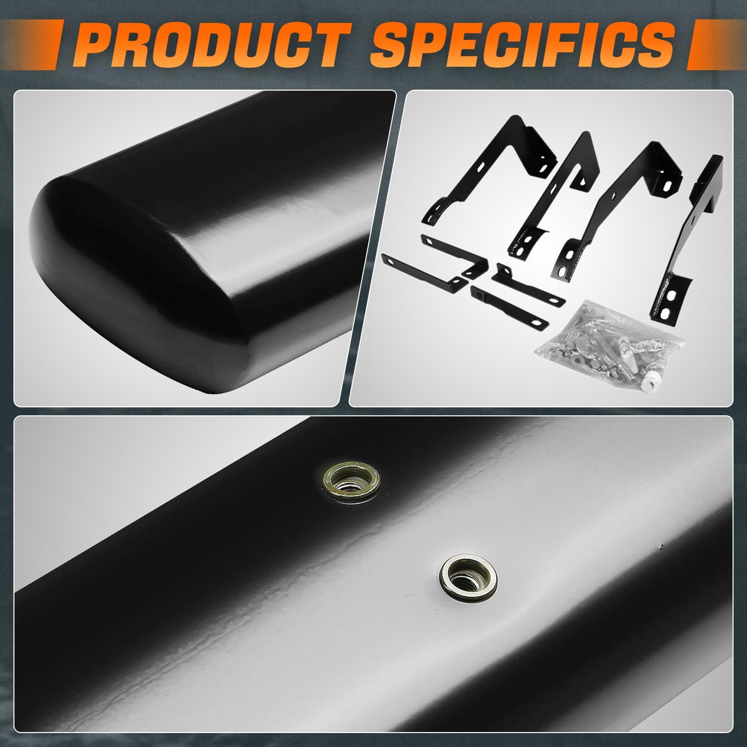 5 in. OD Oval Black Steel Side Step Nerf Bar Compatible with 02-09 Dodge Ram 1500 03-09 2500 3500 Quad/Crew Cab CAAP-STEPS5O-933BK