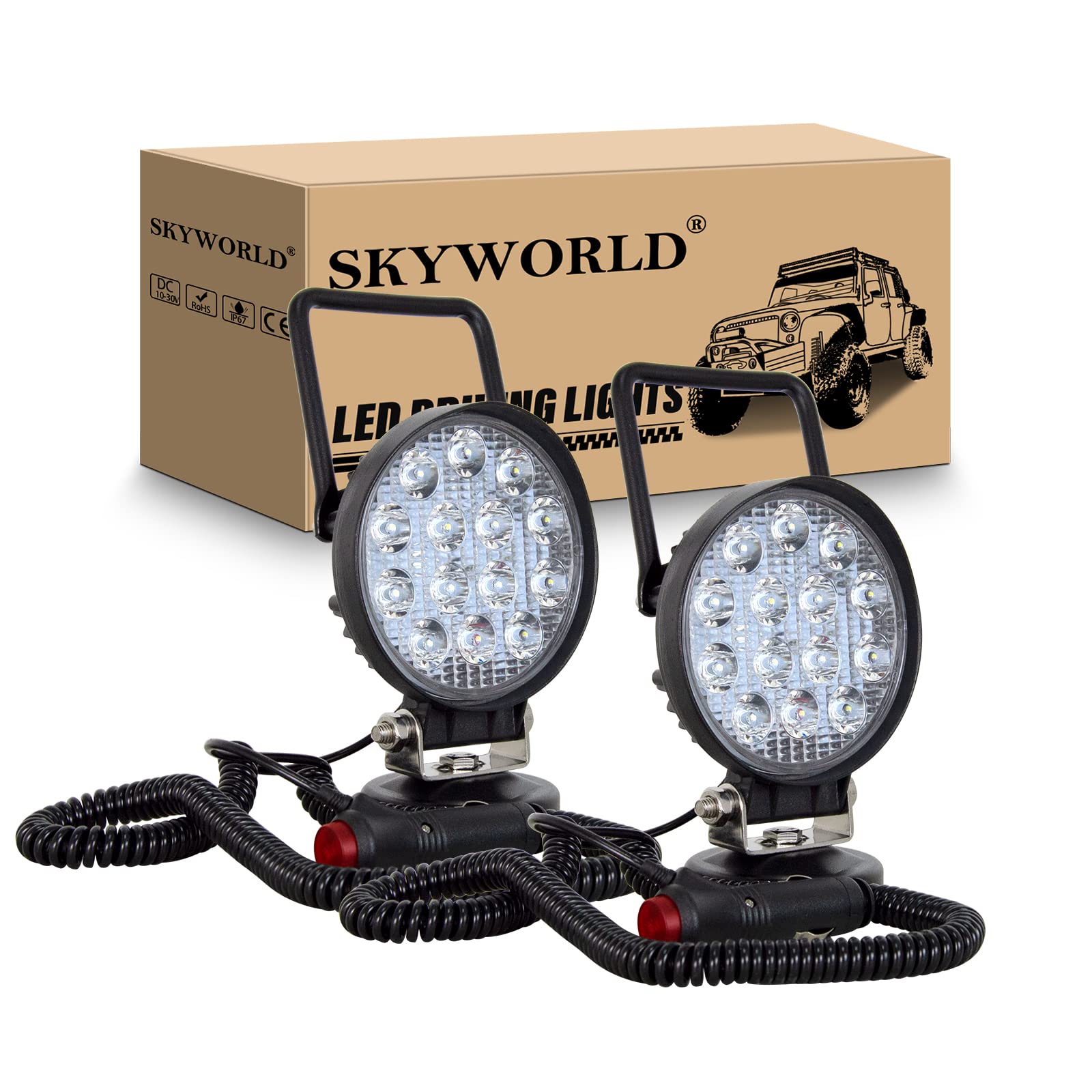 Amazon.co.jp: SKYWORLD 2個 LED作業灯 4インチ 27W 丸型 LEDワーク
