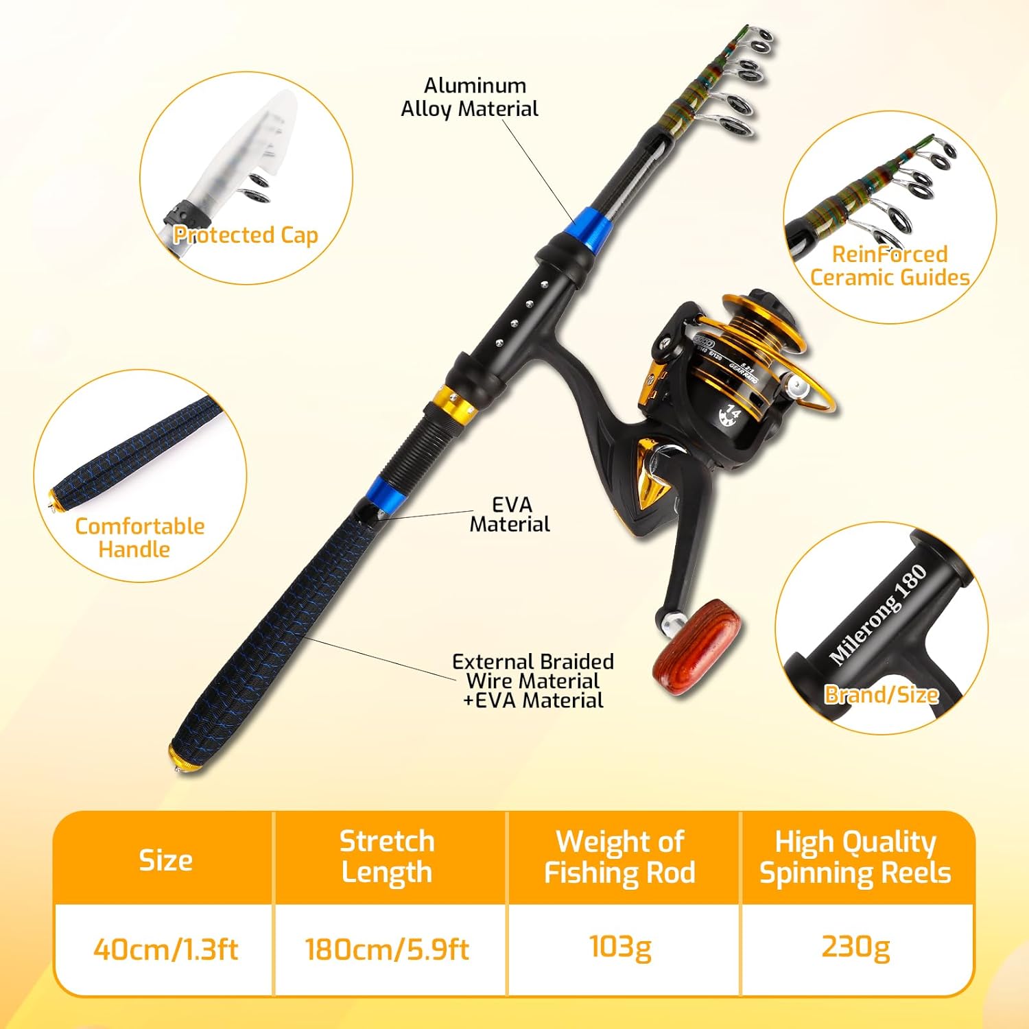 Kids Fishing Pole Set, Telescopic Fishing Rod and Reel Combo Kit for Kids/Youth, Fishing Pole for Beginners with Spincast Fish Reel, Fish Tackles, Fish Lures, Fish Lines 【Ambidextrous】 - Image 3
