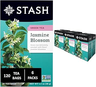 Stash Tea Jasmine Blossom Green Tea - Caffeinated, Non-GMO Project Verified Premium Tea with No Artificial Ingredients, 20 Count (Pack of 6) - 120 Bags Total