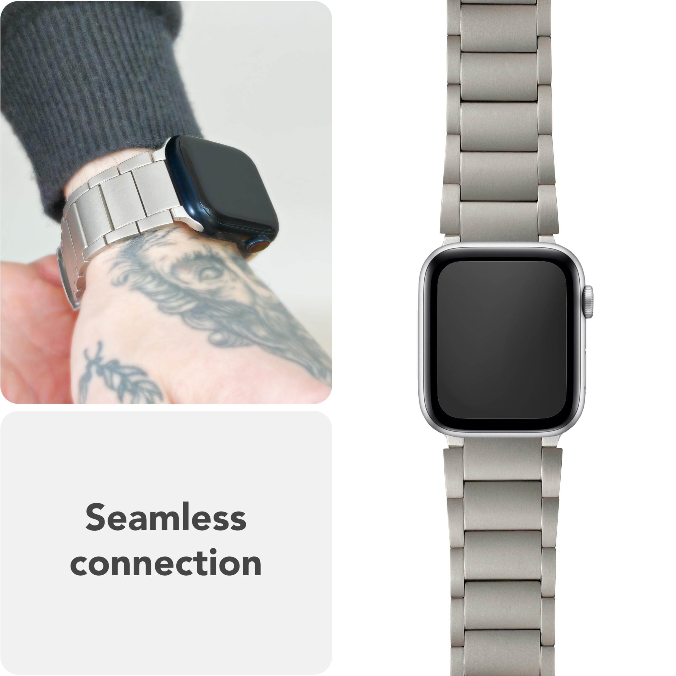 NALIA Argon Bracelet Titane pour Apple Watch 38/40/41/42mm - Silicone