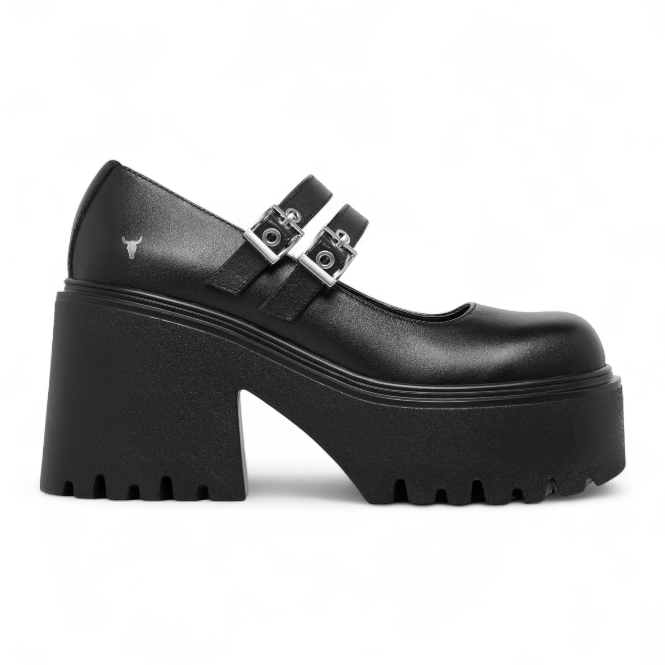 Scarpe Mary Jane con Tacco e Plateau in Pelle Nera Windsorsmith da Donna