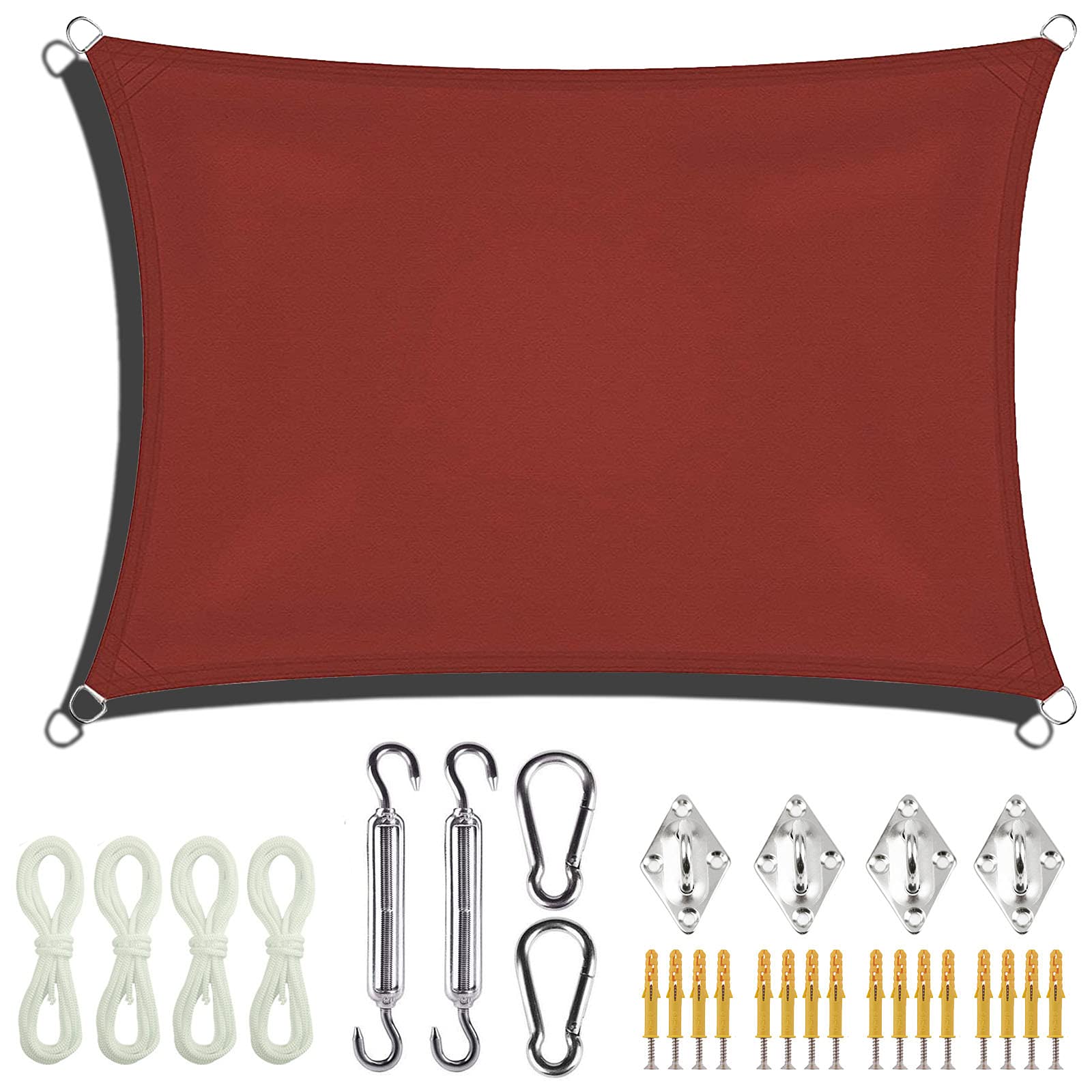 Sun Segel Rechteckig, Sonnensegel Sonnenschutz mit Fixierkit Wasserabweisend 90% UV Schutz Canopy fĂźr Terrasse, Balkon und