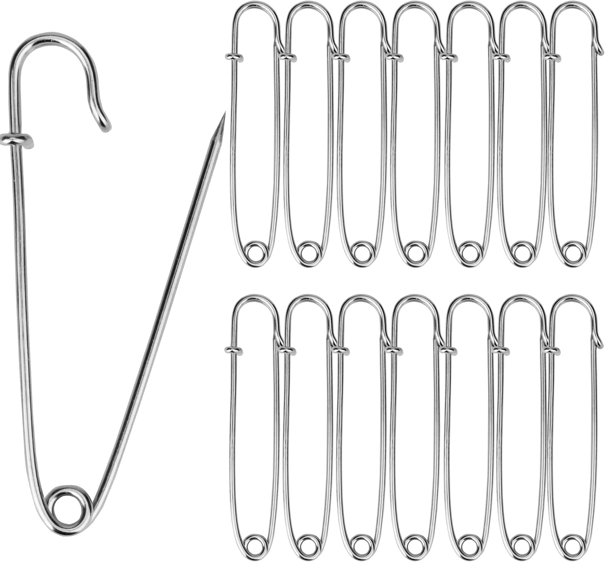 15 PCS 4 Inch Extra-Large Heavy Duty Steel Safety Pins for Blankets & Clothes