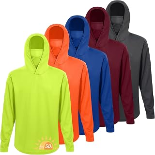 LeeHanTon Men UPF 50+ Sun Protection Hoodie Long Sleeve T Shirts Pack Quick Dry Shirt for Athletic Running Activewear Workout