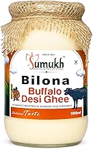 Sumukh Buffalo Ghee (1 litre) | Traditional Bilona Method | Pure, Natural, Nutrient-Rich | Healthy Digestion | Boosts Immunity | Glass Jar