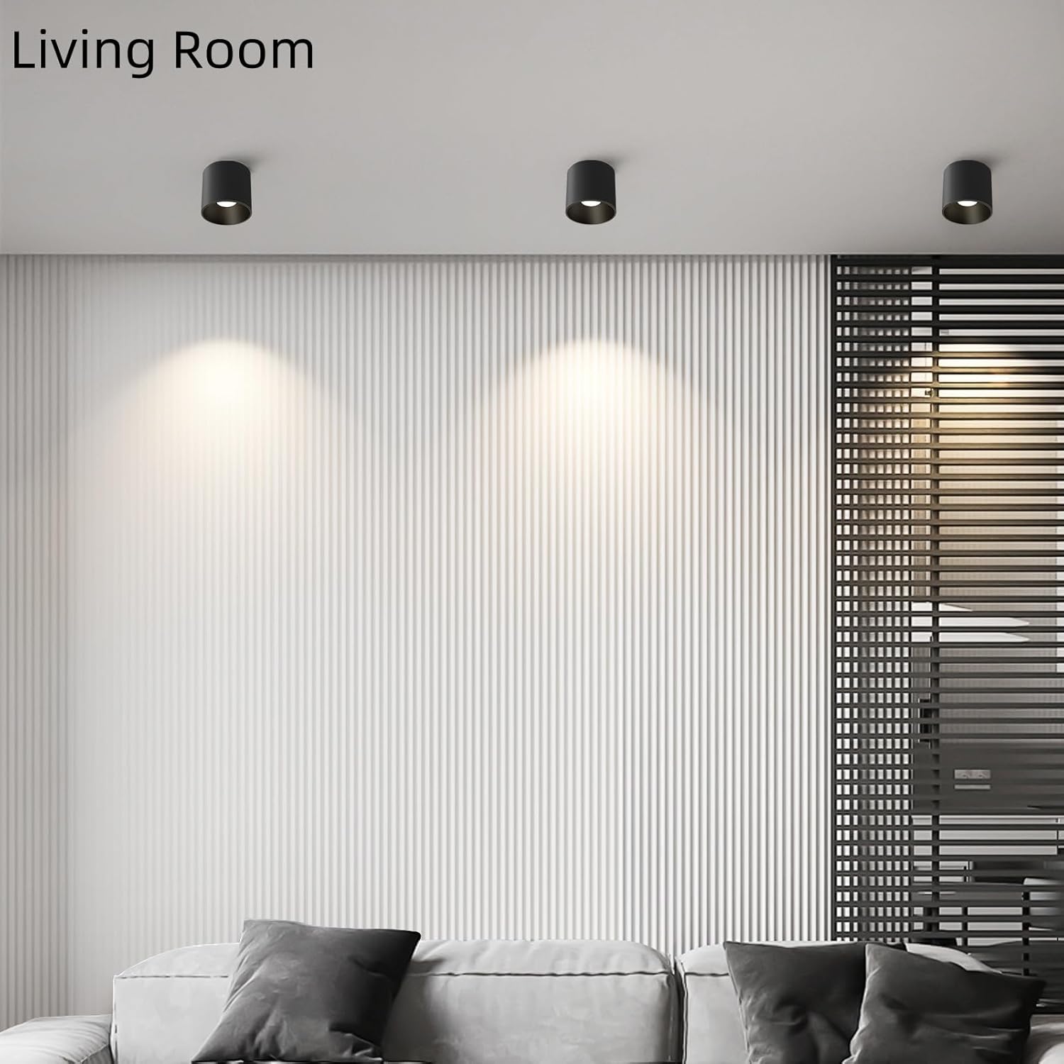 Modern Ceiling Spot Light Fixture, Dimmable Flush Mount Light 4.72'' Cylinder for Living Room, Hallway, Foyer, Dining Room - 3000K, 15W, CRI 90 (Black)