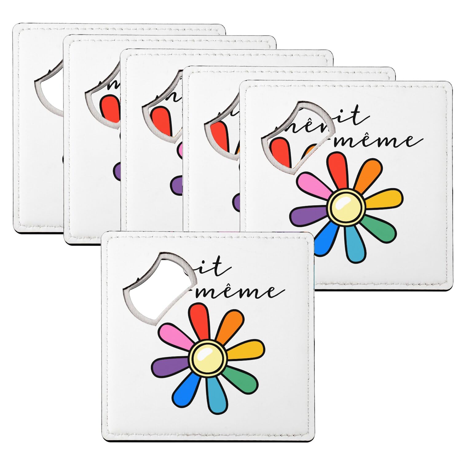 Sous-verre décapsuleur Pride LGBTQ+ : lot de 6 dessous de verre fleurs pour apéro