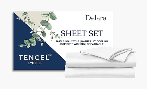 Delara Juego de sábanas 100 % tencel de eucalipto, refrescantes naturales, súper suaves, sedosas, absorben la humedad, equilibrio de temperatura,