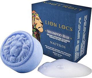 Lion Locs Shampoo Bar, Conditioner, & Body Wash - For All Hair & Skin Types - Dreadlocks, Microlocs, Sisterlocks, Braids | Ph Balanced Heavy Lather, Build Up, & Residue Free (5oz) (Nautilus)