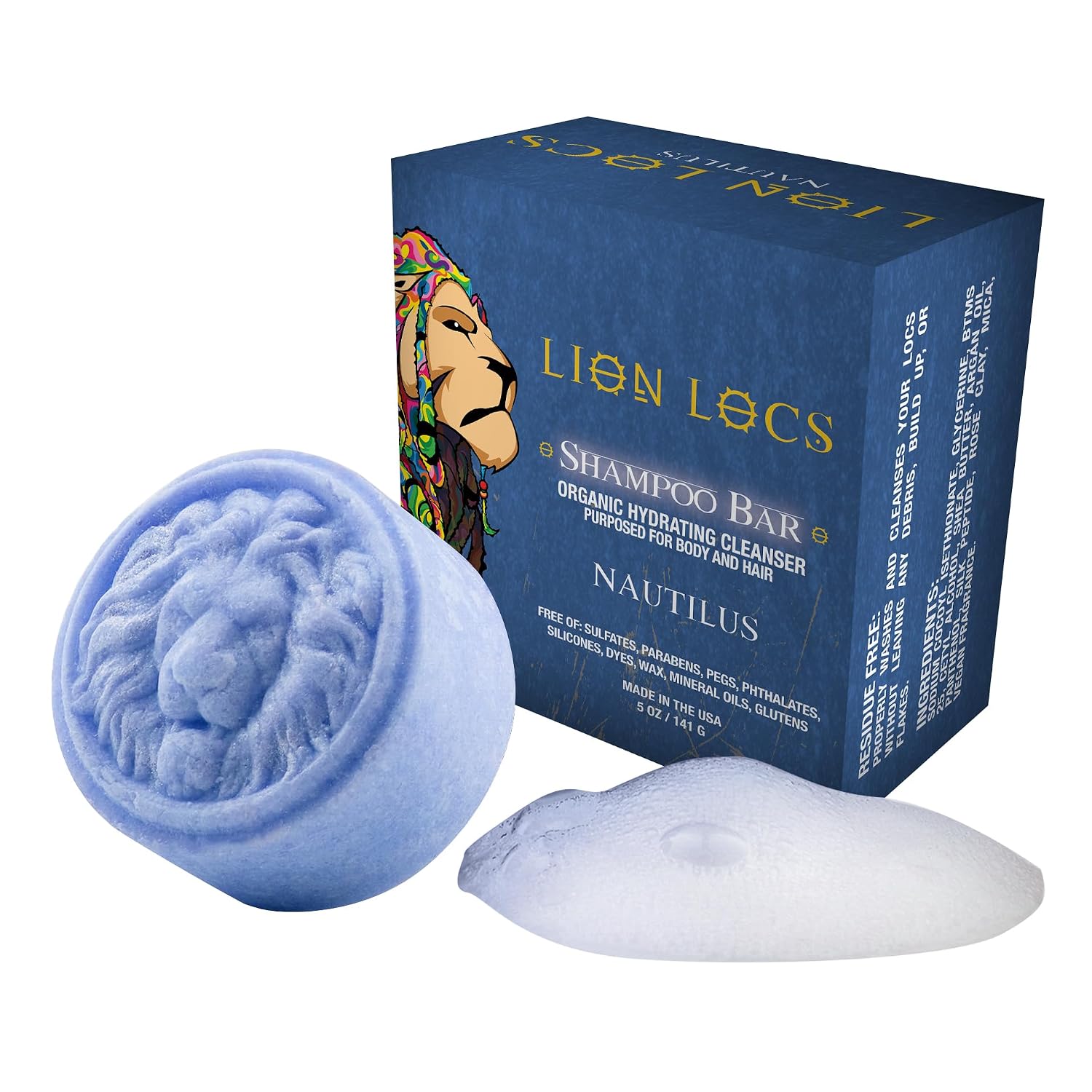 Lion Locs Shampoo Bar Conditioner & Body Wash for Dreadlocks, Braids, All Hair Types | 3-in-1 pH Balanced, Residue-Free, No Buildup