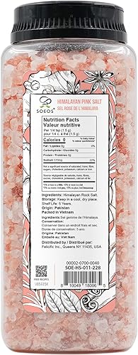 Miniatura 2 de Soeos Sal rosa del Himalaya 39 onzas 24lbs sin OMG Kosher grano curso nutrientes y minerales densos para la salud sal rosa de cristal puro gourmet