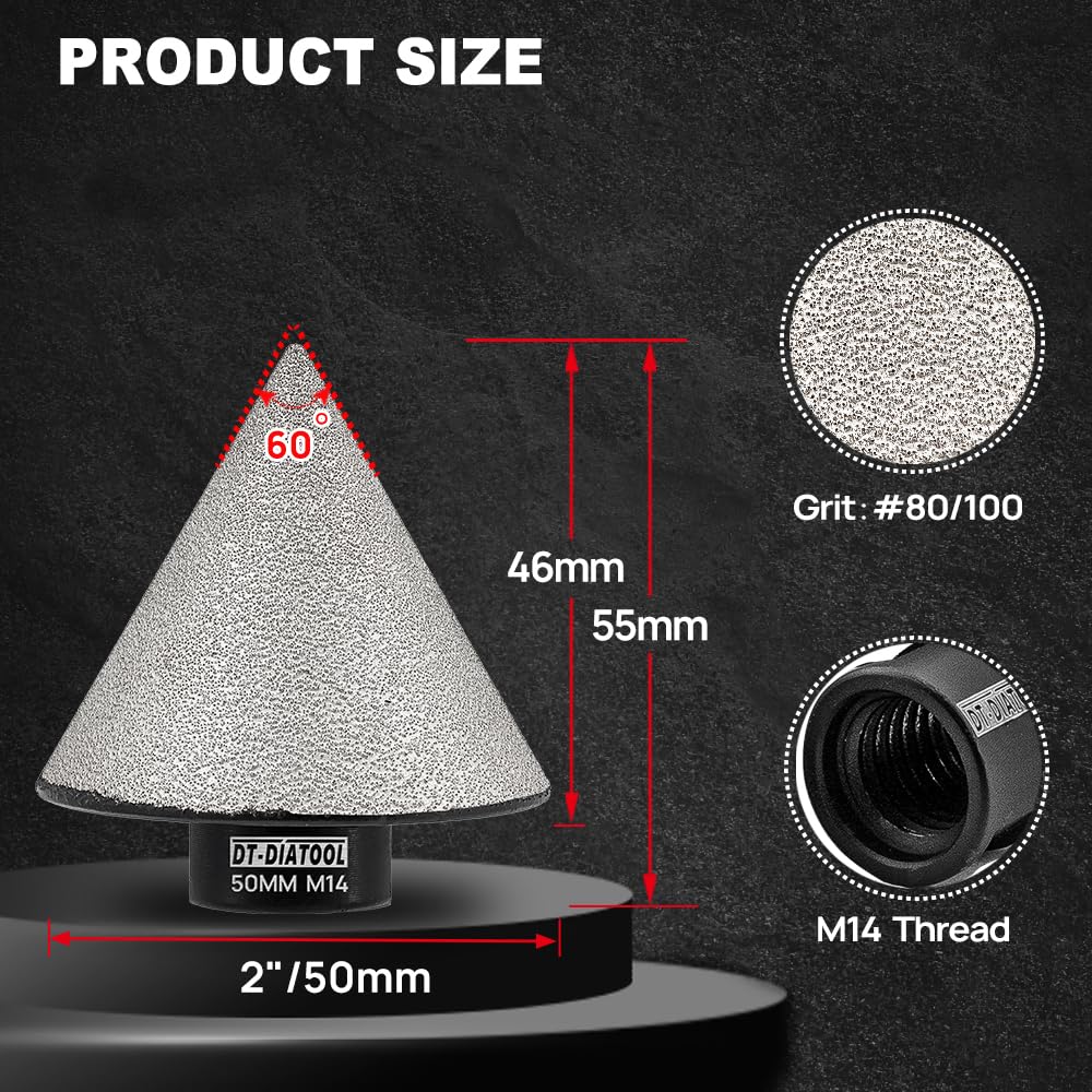 DT-DIATOOL Mèches de Chanfrein Diamante 50mm pour Agrandir Trous dans Carrelage Porcelaine Marbre Céramique Granit