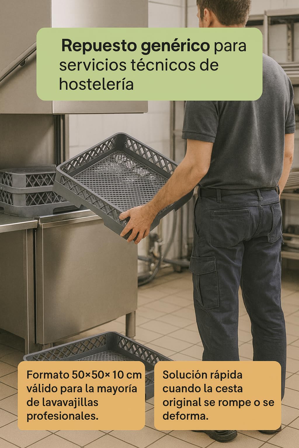 Cestino Lavastoviglie Universale Vassoio scolapiatti Bicchieri Posate Maglia Sottile 50x50x10 Cm Polipropilene Grigio Rack Essiccazione Hosteleria Cucina Industriale Ristorante