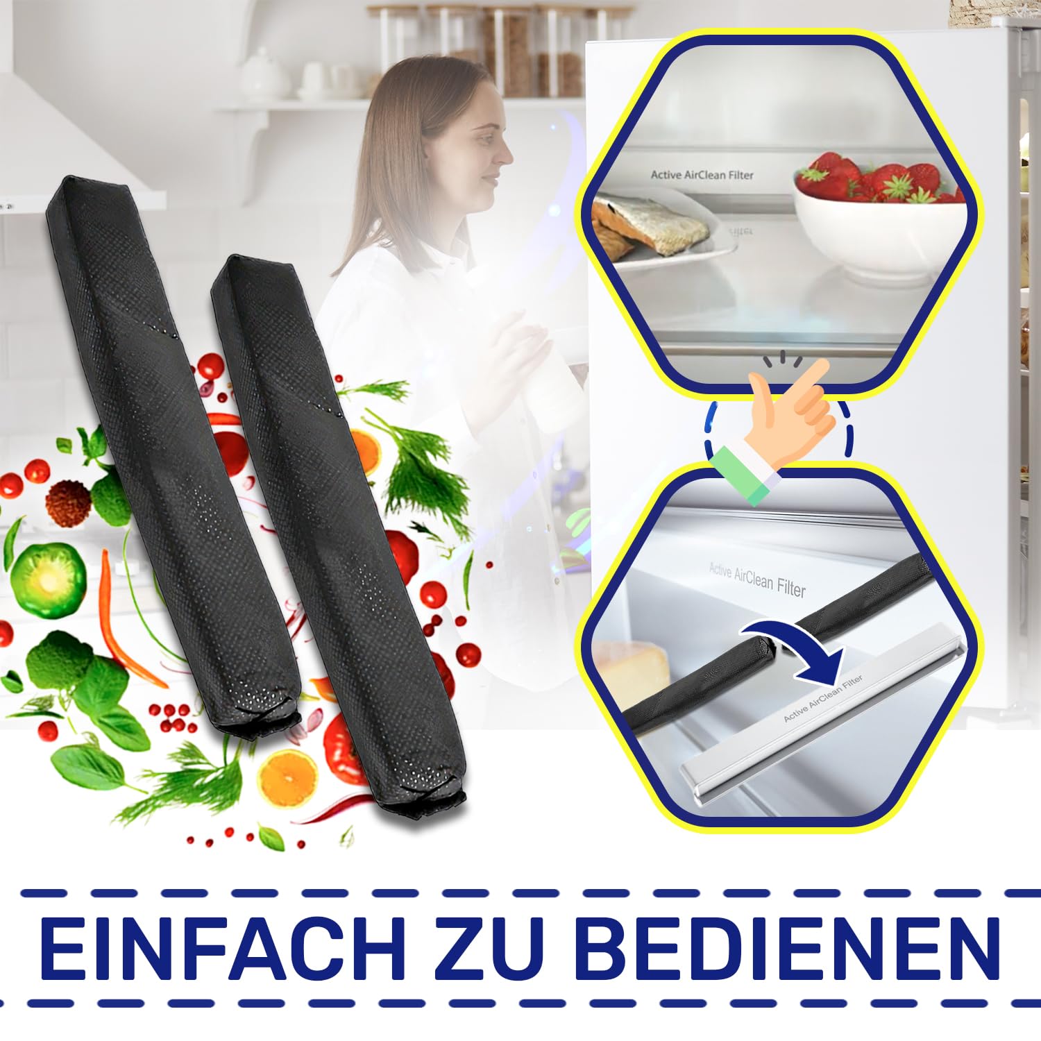 Miele Kühlschrank-Aktivkohlefilter, Originalcode 07236280, 7236280, 2 Stück MONTERAL