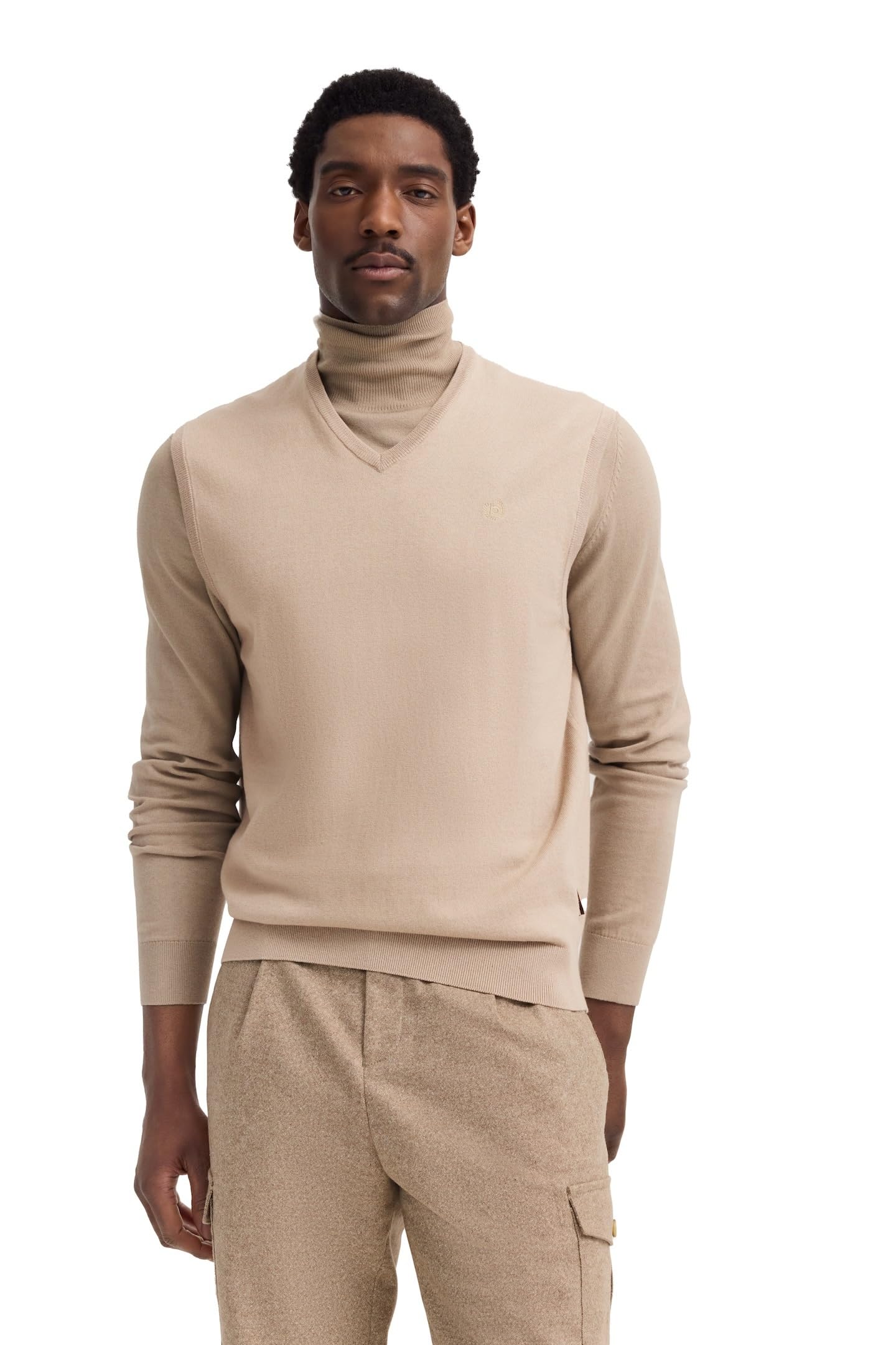 bugatti Herren Pullunder 7800-85520D Regular Fit Baumwolle-Kaschmir-Mix V-Ausschnitt zeitlos elegant Basic Layer-Look