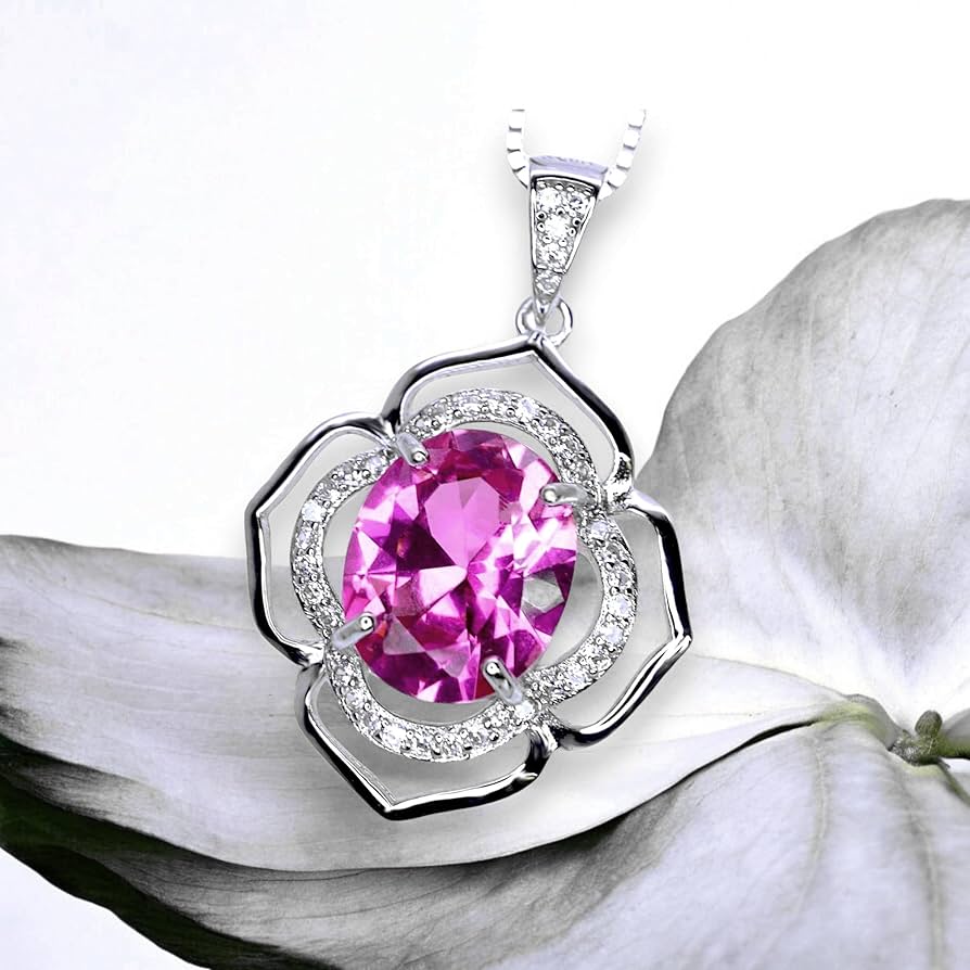 Amazon.com: Large Pink Tourmaline Necklace 4 CT Pink