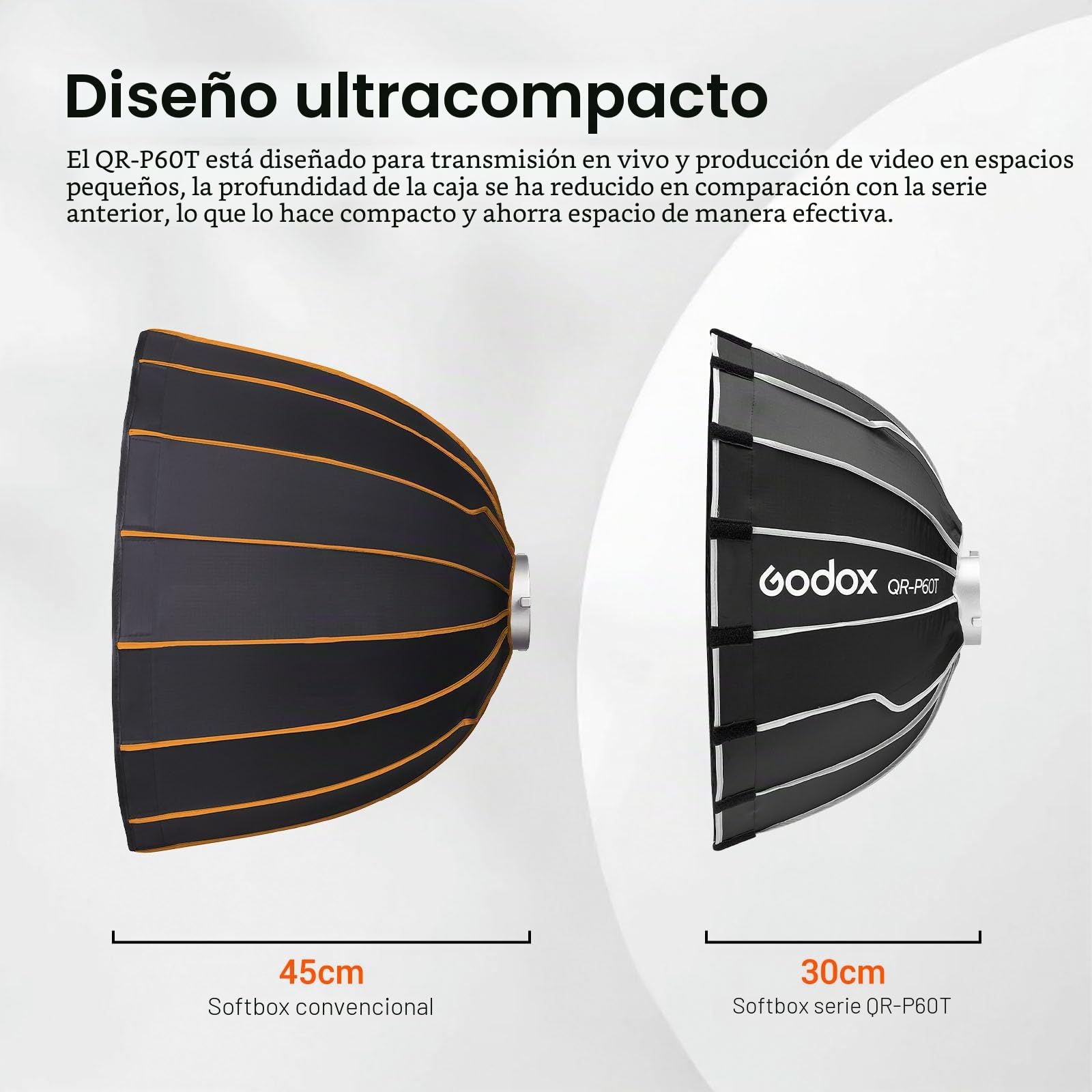 Godox QR-P60T - Softbox parabólico de liberación rápida con rejilla de