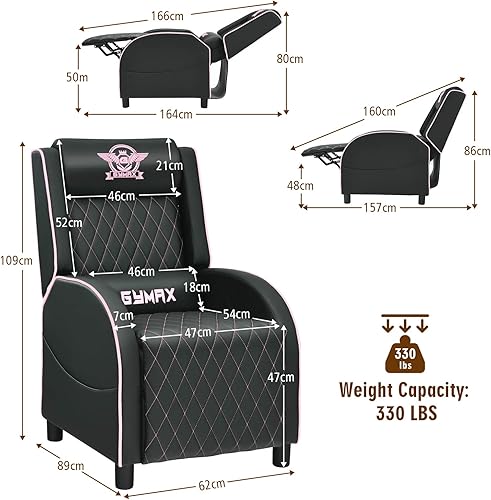 Miniatura 3 de POWERSTONE Silla reclinable para juegos con reposapiés, transpirable, de piel sintética, sillón reclinable de masaje, sofá ergonómico con soporte