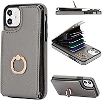 Vista 8 de Folosu Funda compatible con iPhone 11 con tarjetero, rotación de 360°, soporte de anillo de dedo con función atril, protección RFID, bloqueo RFID