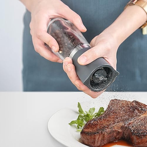 Miniatura 7 de Lebabo Juego de 3 molinillo de sal y pimienta, molinillo manual de pimienta recargable con gran capacidad, perfecto para especias, pimienta negra,